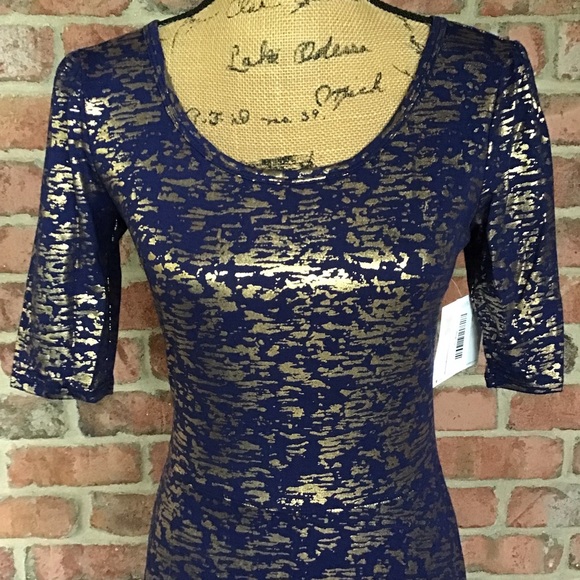 LuLaRoe Ana Maxi Dress Elegant Blue With Metallic Gold XS & SM Available NWT! - Picture 4 of 12